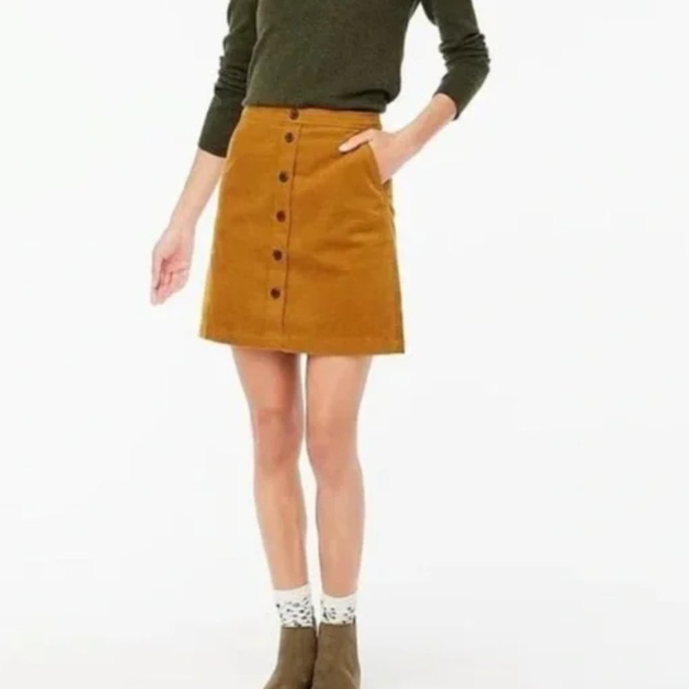 Jcrew NWT Corduroy button-front mini skirt, Size 8